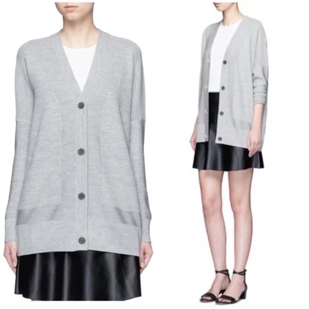 Vince Double Face Cardigan Wool Silk XS Oversized